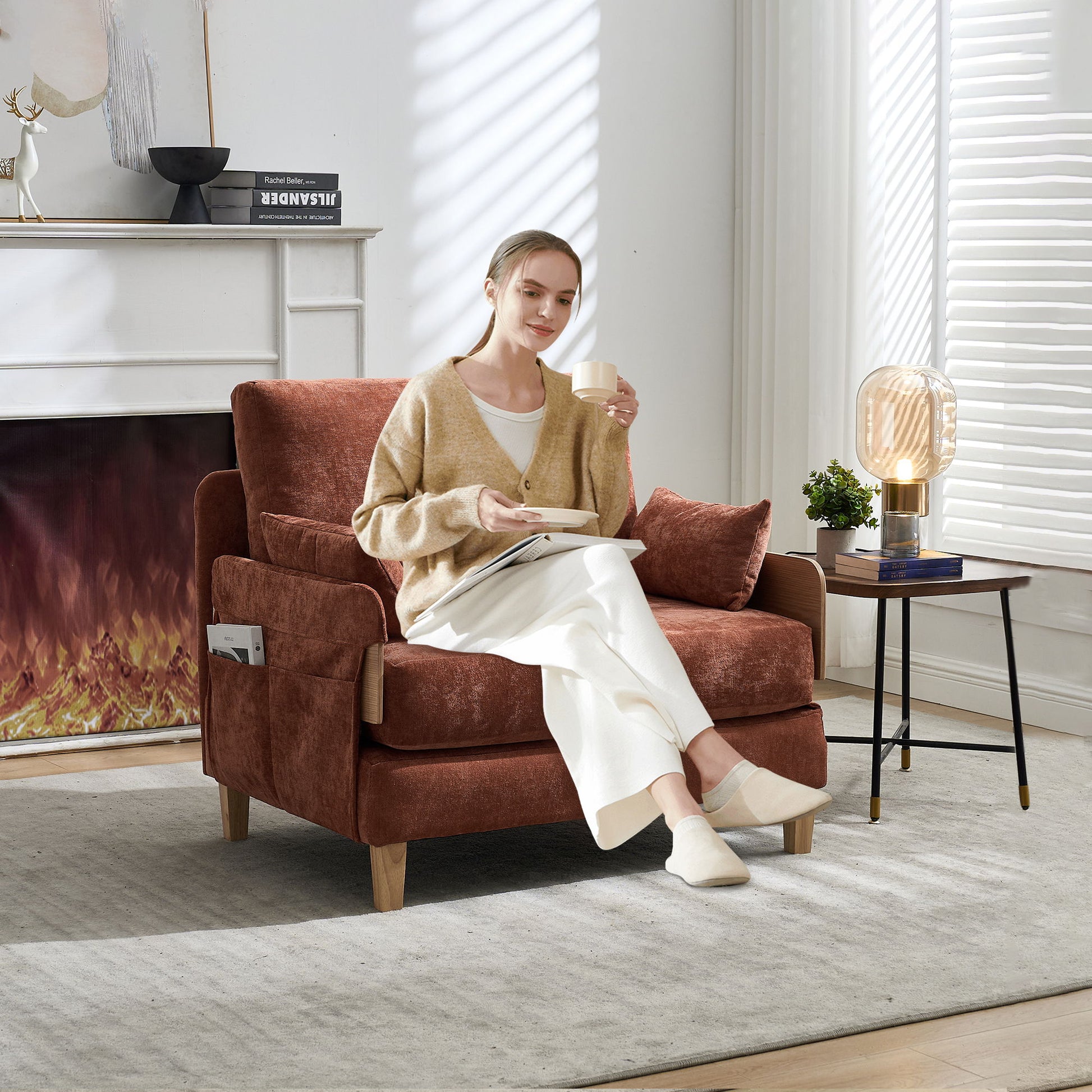 Mid Century Modern Foldable Sofa Bed, 3 In 1 Convertible Sleeper With 3 Pillows Home Essentials