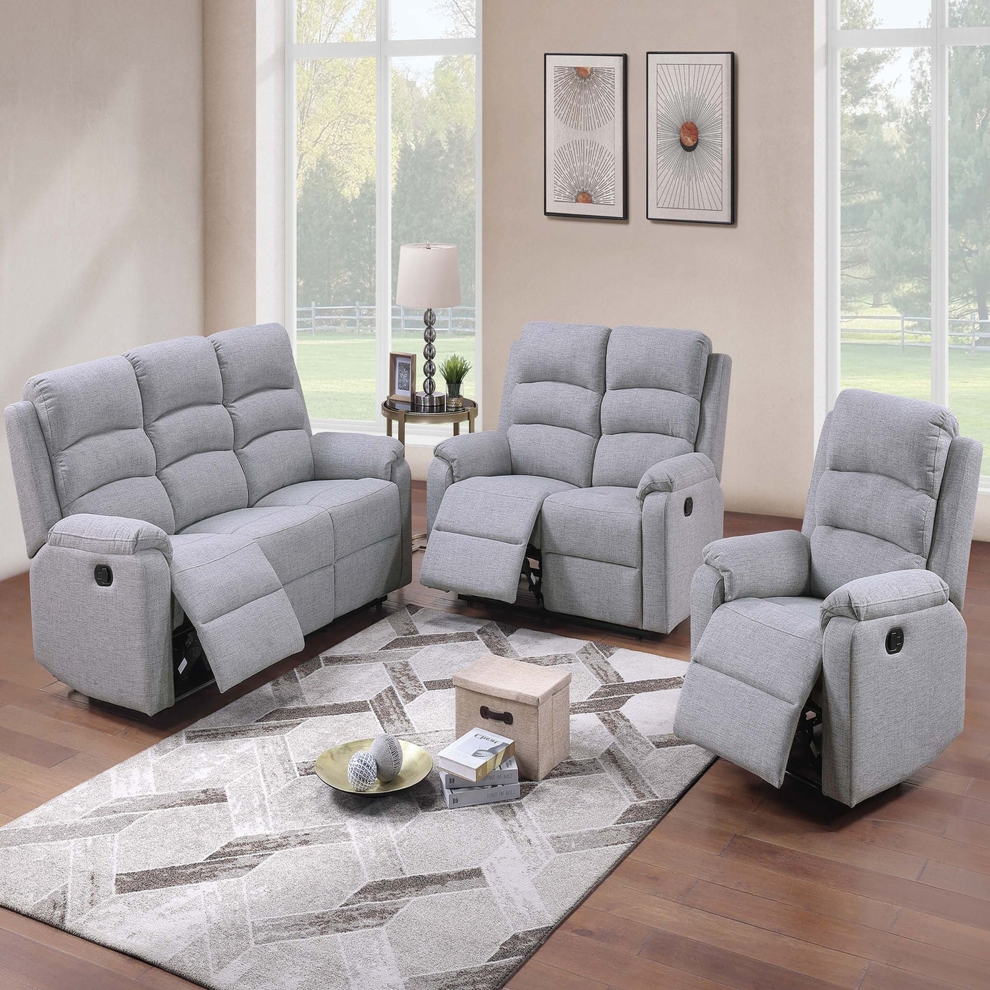 Modern Living Room Set With Manual Recliner Home Essentials