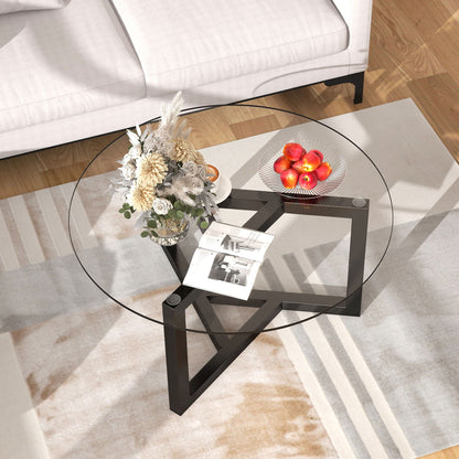 Round Glass Coffee Table Modern Cocktail Table Hearth and Haven
