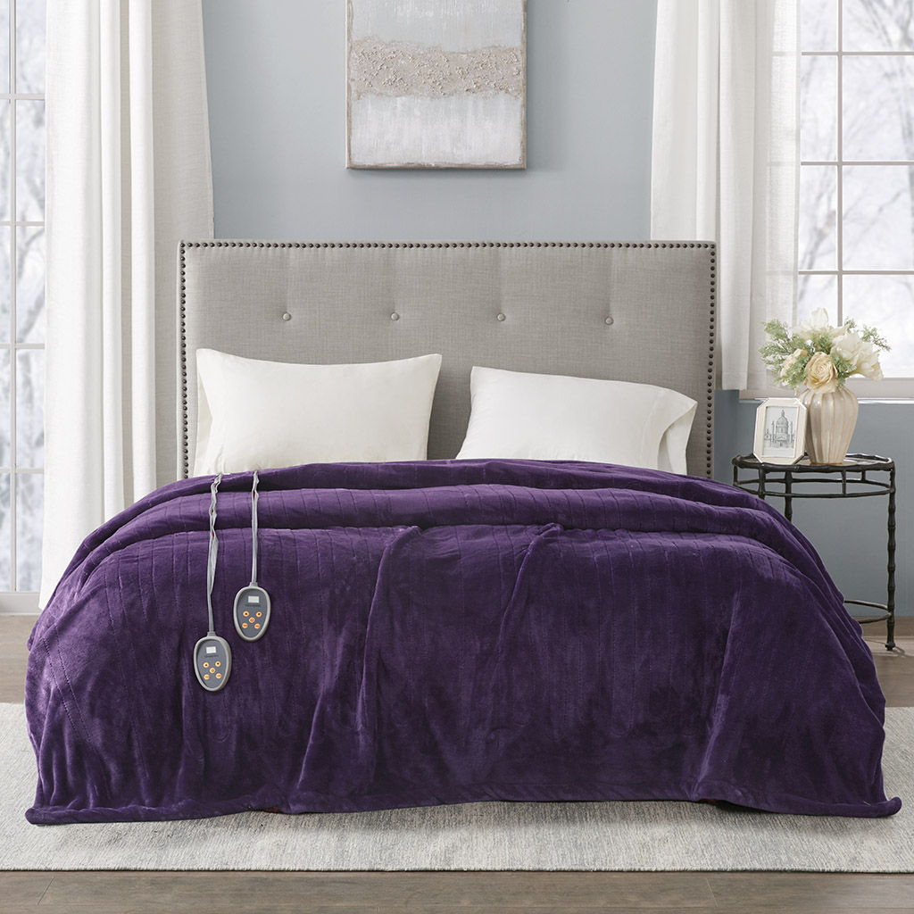 Heated Plush - Queen Blanket - Purple