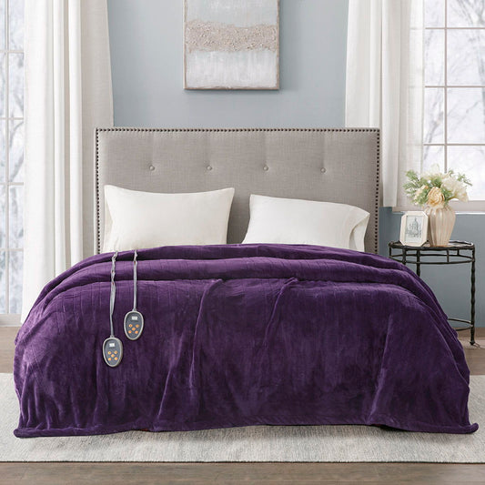 Heated Plush - Queen Blanket - Purple Beautyrest