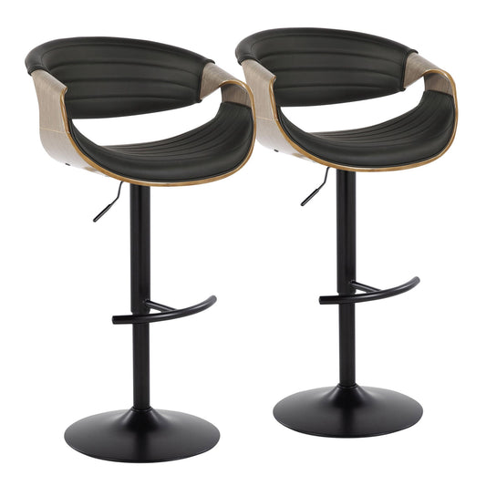 Symphony - Mid Century Modern Adjustable Barstool With Swivel With Rounded T Footrest (Set of 2) Lumi Source