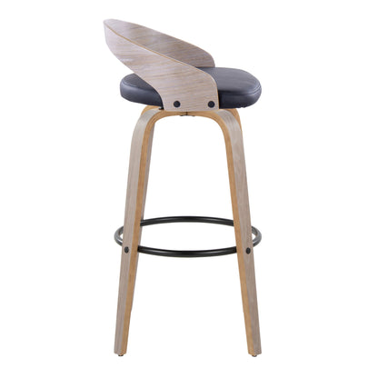 Grotto - Contemporary Fixed Height Barstool With Swivel With Round Footrest (Set of 2) Lumi Source