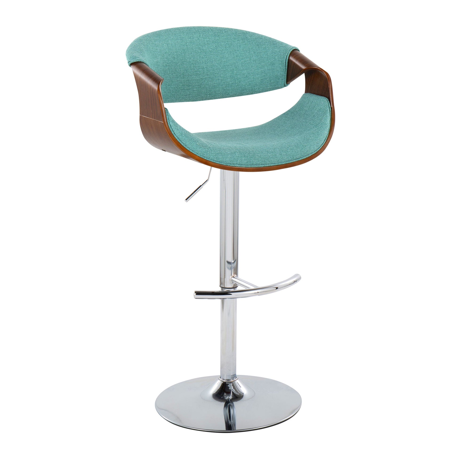Curvo - Mid Century Modern Adjustable Barstool With Swivel With Rounded T Footrest (Set of 2) Lumi Source