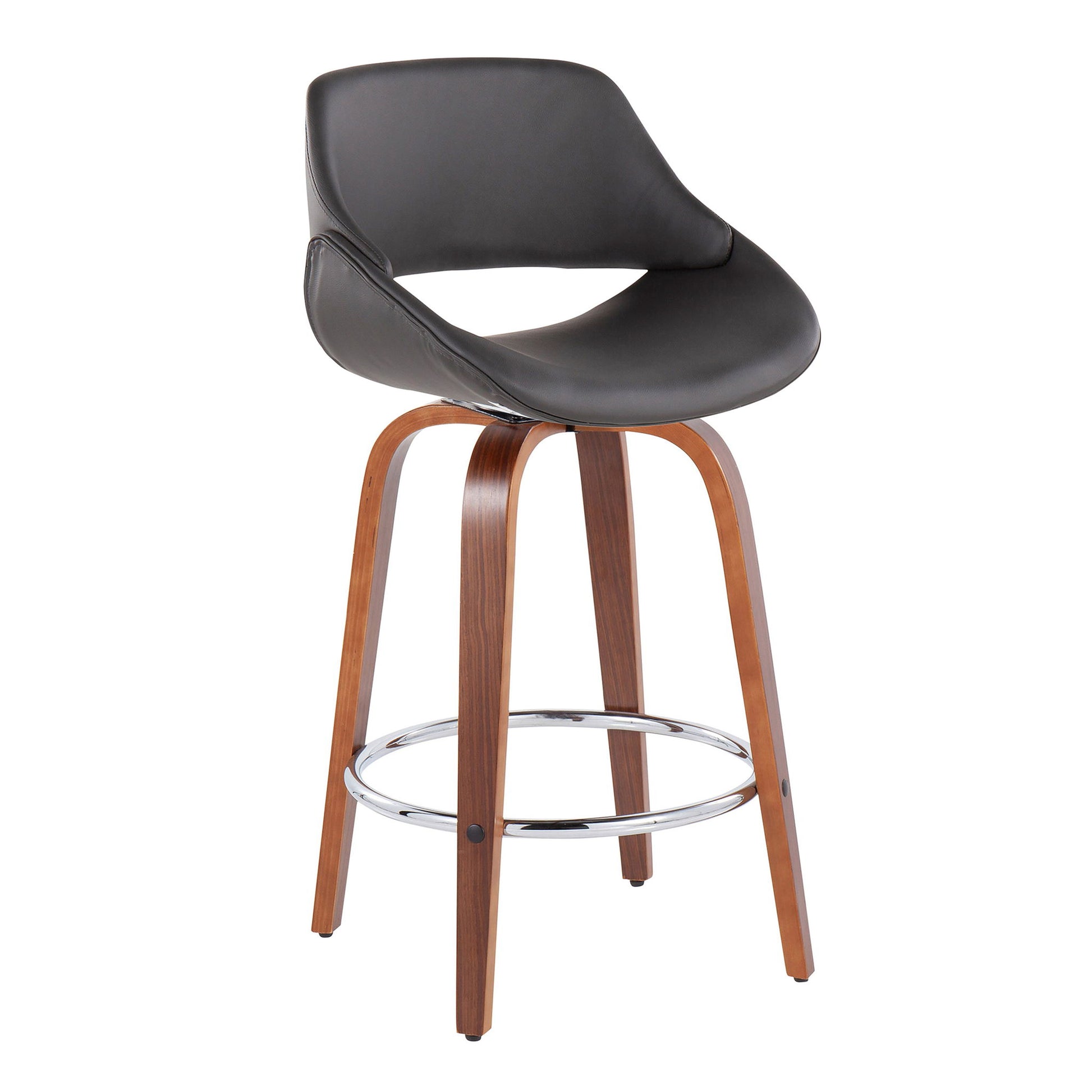 Fabrico - Mid Century Modern, Fixed Height Counter Stool With Round Footrest (Set of 2) Lumi Source