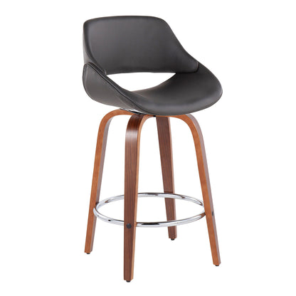 Fabrico - Mid Century Modern, Fixed Height Counter Stool With Round Footrest (Set of 2) Lumi Source
