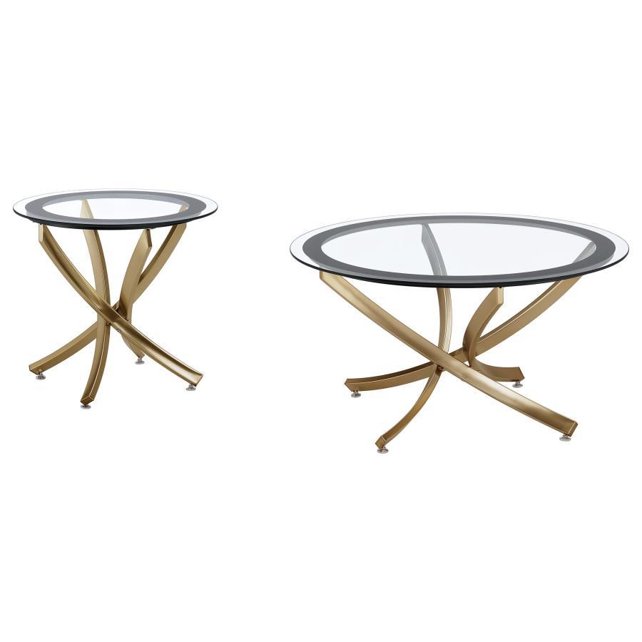 Brooke - Round Glass Top Coffee Table Set Coaster Fine Furniture