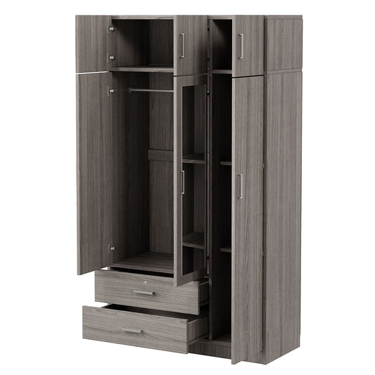 Modern 3 Door Mirror Wardrobe With 2 Drawers And Top Cabinet DreamHaus