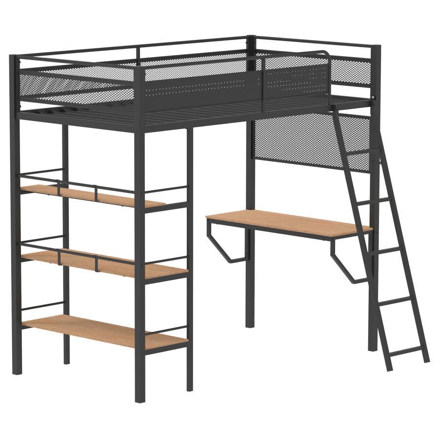 Campus - 3-Shelf Metal Twin Workstation Loft Bed Coaster Fine Furniture