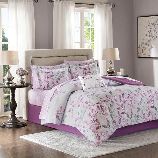 Lafael - California King Complete Comforter And Sheet Set - Purple