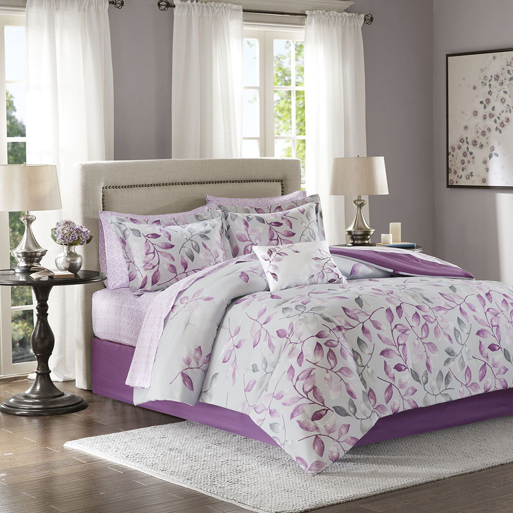 Lafael - Complete Comforter And Sheet Set - Purple Madison Park Essentials
