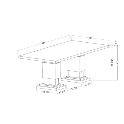 Michelle - Dining Table With Double Pedestal Marble Detailing - Gray Global Furniture USA