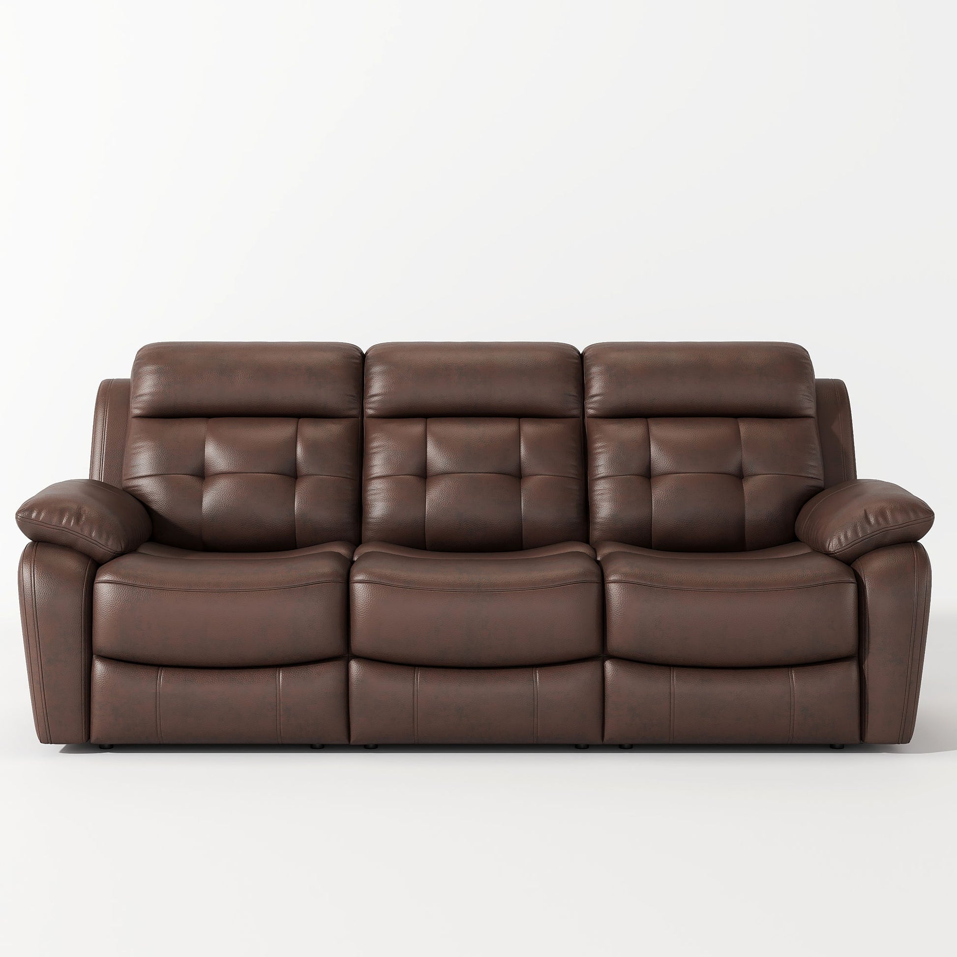 Genuine Non Power Reclining Sofa With Drop Down Table, Stainless Steel Cupholders And Magazine Bag Home Essentials