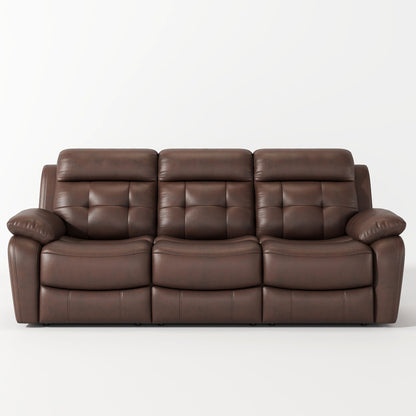 Genuine Non Power Reclining Sofa With Drop Down Table, Stainless Steel Cupholders And Magazine Bag Home Essentials