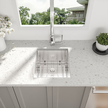 Modern Undermount Stainless Steel Kitchen Sink 16 Gauge, Deep Single Bowl Daily Nest