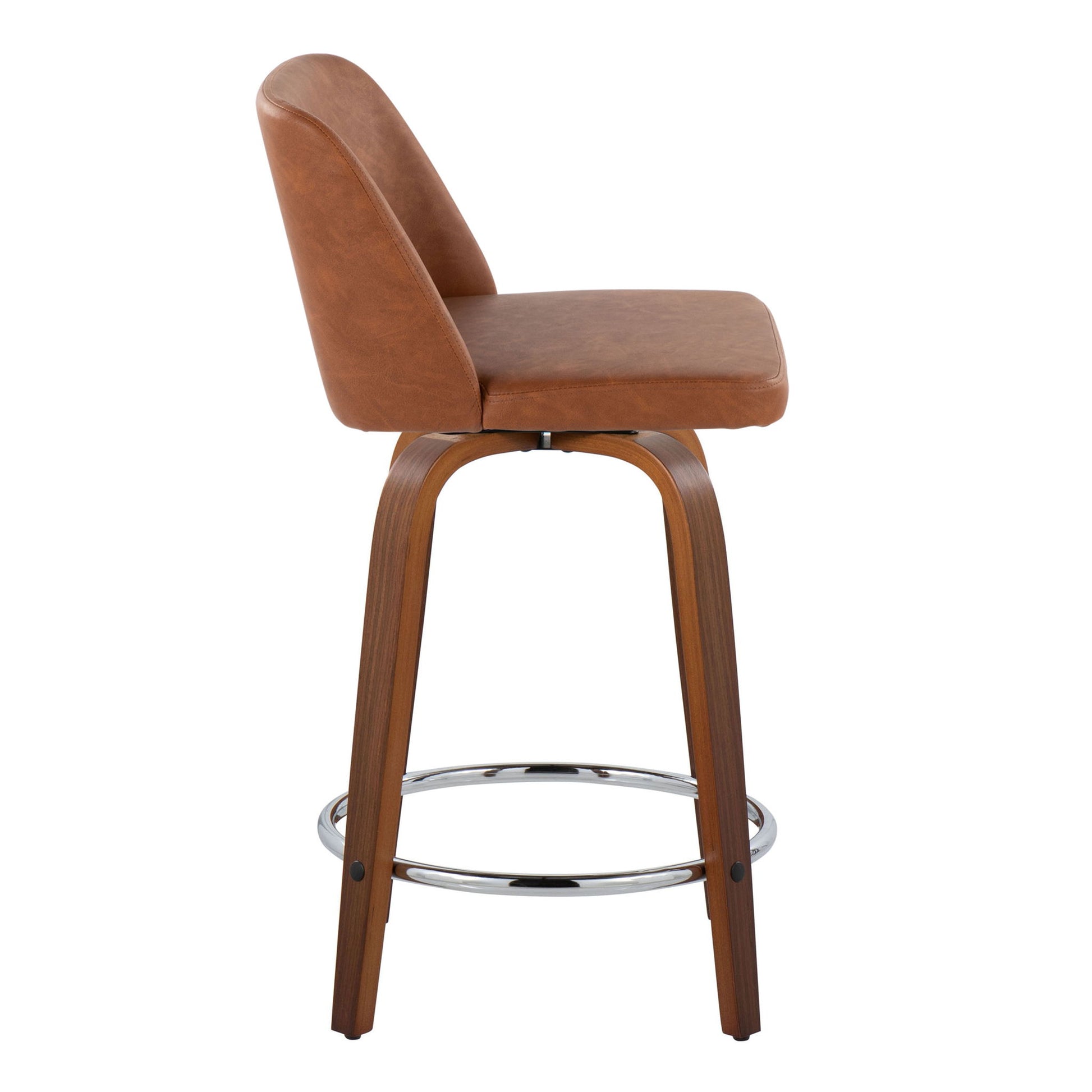 Toriano - Mid Century Modern Fixed Height Counter Stool With Swivel With Round Footrest (Set of 2) Lumi Source