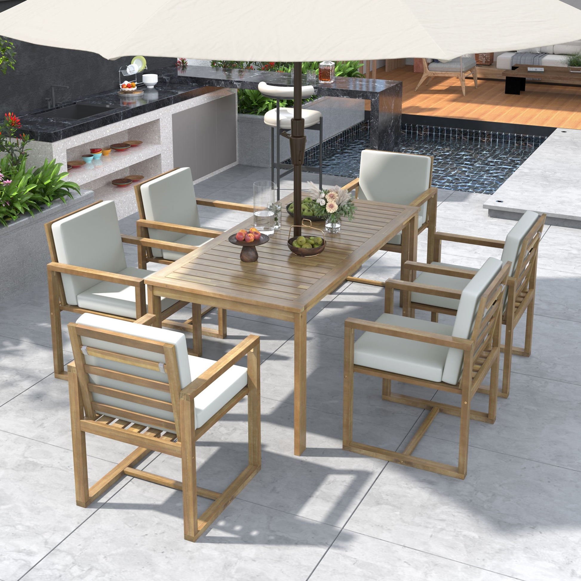 Patio Dining Set Outdoor Dining Table And Chair Set With And Removable Cushions For Patio Hearth and Haven