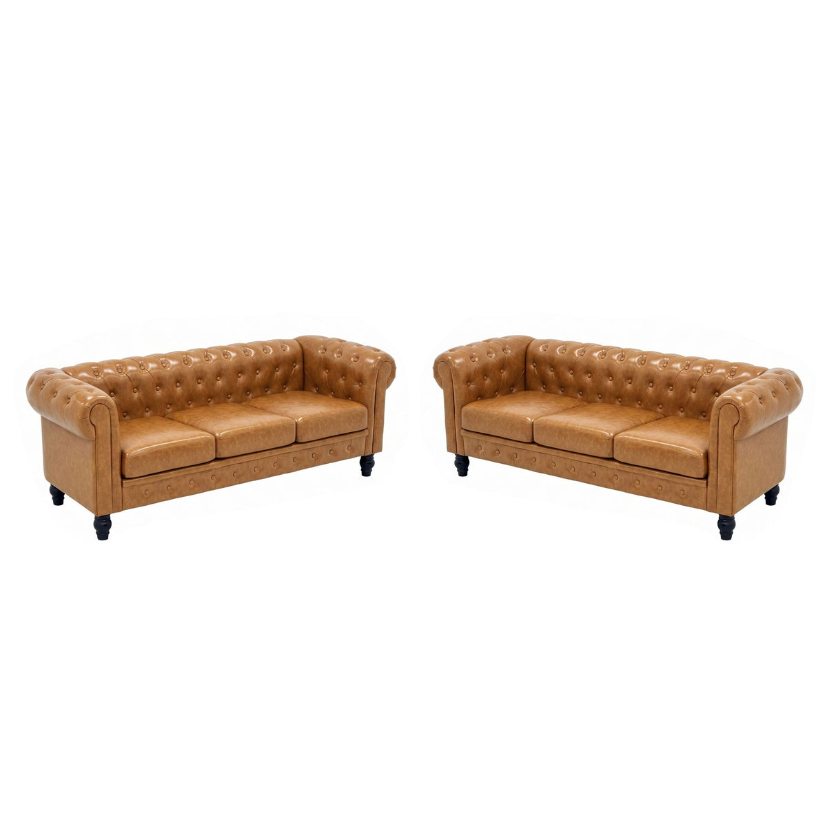 2 Piece Sofa Set With Rolled Armrests Home Essentials