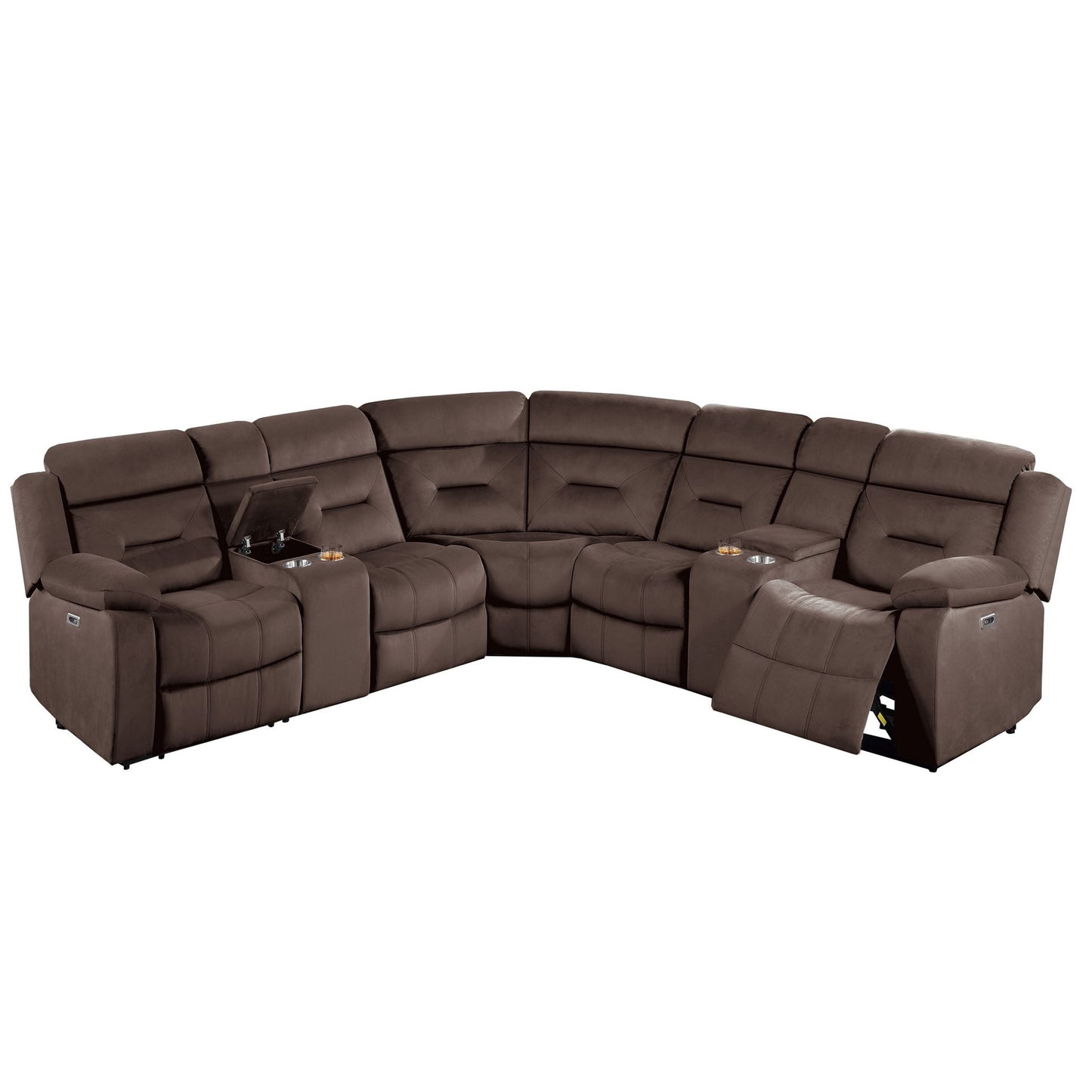Power Reclining Sectional Set With Console Cup Holders Home Essentials
