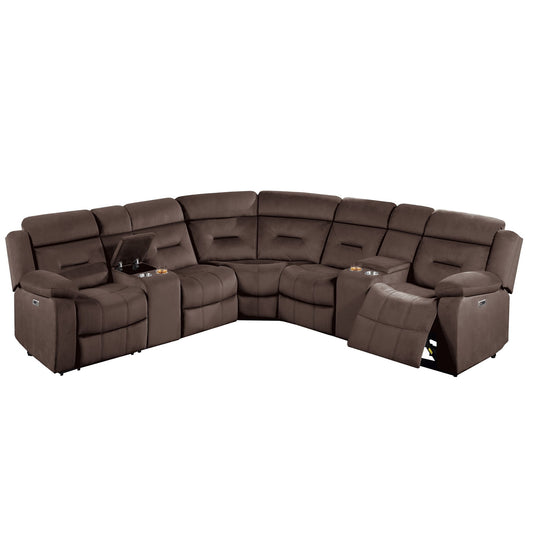 Power Reclining Sectional Set With Console Cup Holders Home Essentials