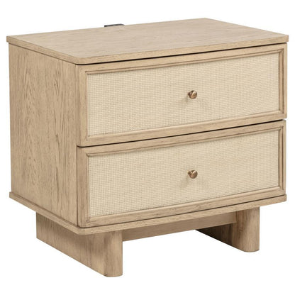Kailani - 2-Drawer Nightstand Bedside Table - Beige Oak Coaster Fine Furniture