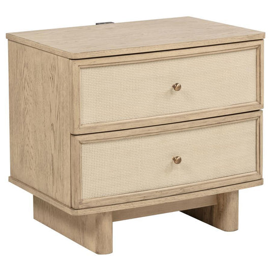 Kailani - 2-Drawer Nightstand Bedside Table - Beige Oak Coaster Fine Furniture