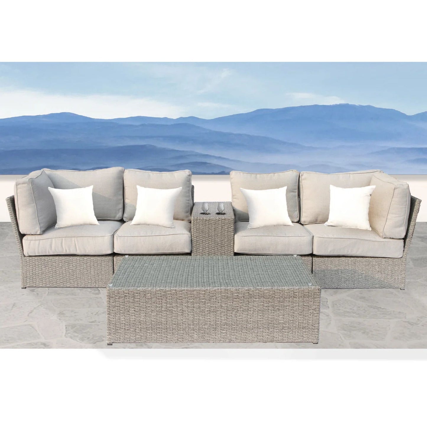 Stylish Modular Wicker Patio Seating Group LSI Patio Furniture
