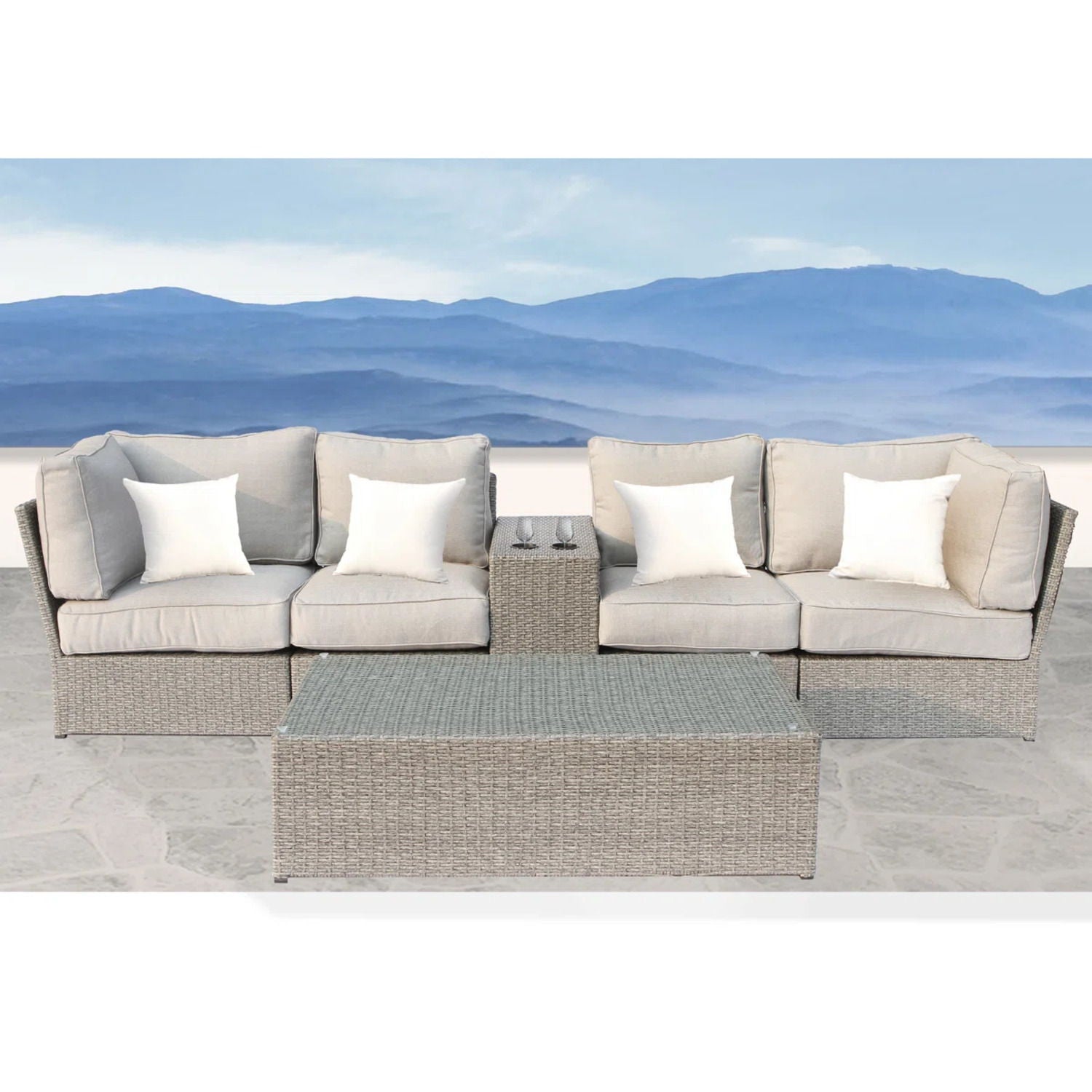 Stylish Modular Wicker Patio Seating Group LSI Patio Furniture