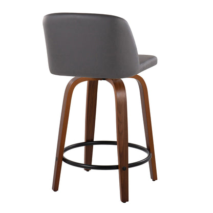 Toriano - Mid Century Modern, Fixed Height Counter Stool & Swivel And Round Footrest (Set of 2) Lumi Source