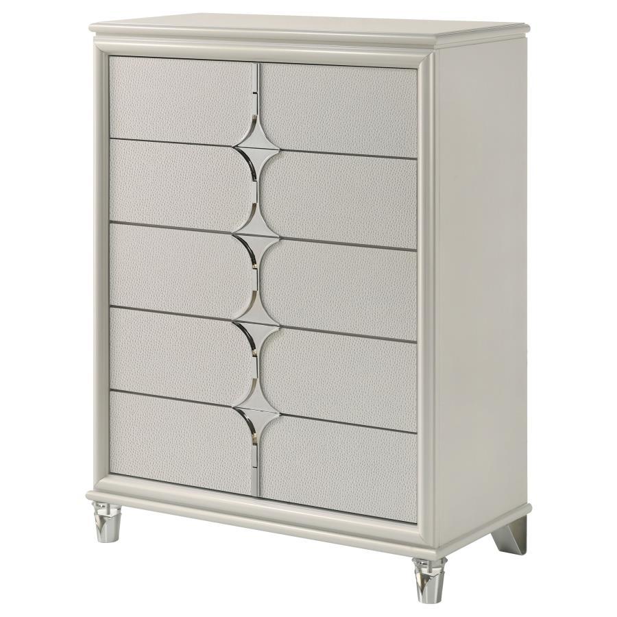 Olivia - 5-Drawer Bedroom Chest Of Drawers - Pearl White Coaster Fine Furniture