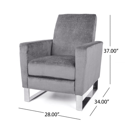 Bolt - Upholstered Recliner Chair With Stainless Steel Base - Gray / Chrome Noble House