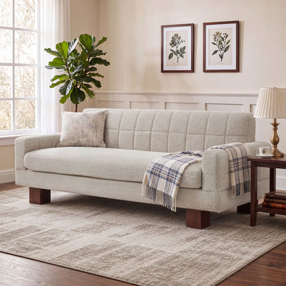 Modern Loveseat Sofa, 2 Seater With Square Arms For Living Room Noble House