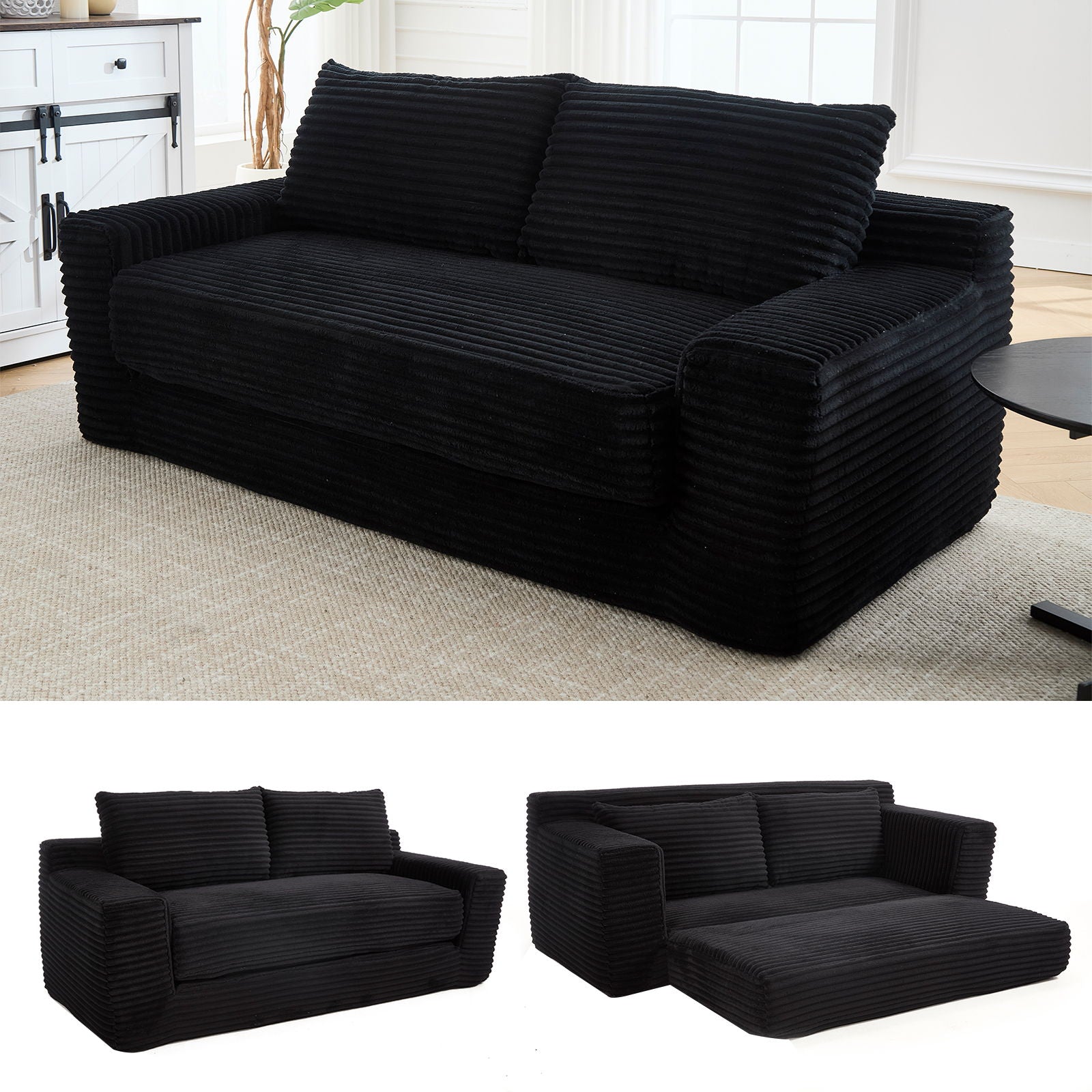 Convertible Loveseat Sofa Bed With Memory Foam & Steel Frame Home Essentials