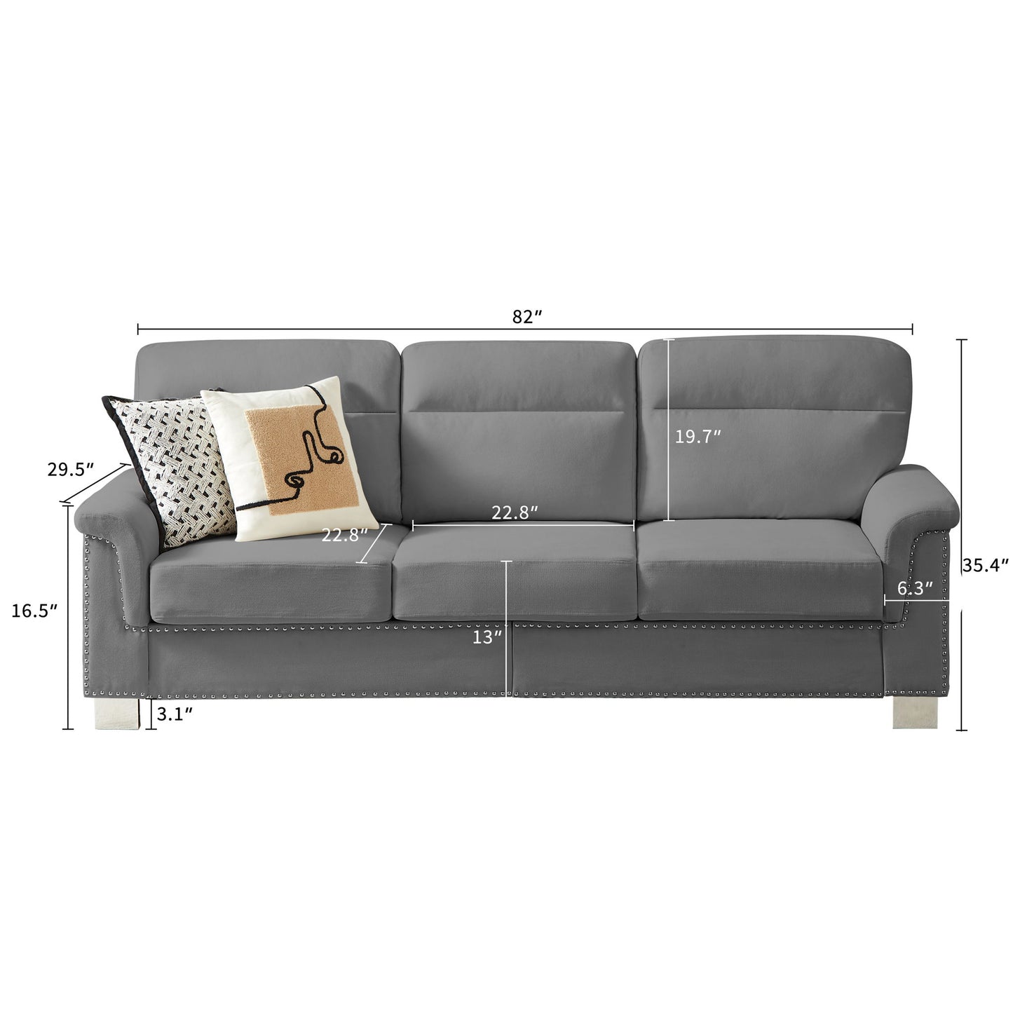 3 Seater Elegant Stationary Sofa Home Essentials