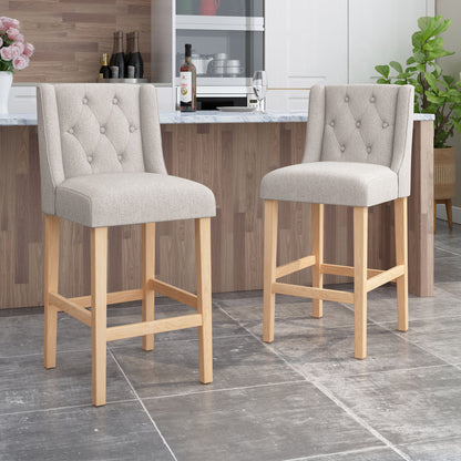 Vienna - Contemporary Fabric Tufted & Wingback Counter Stools (Set of 2) Noble House