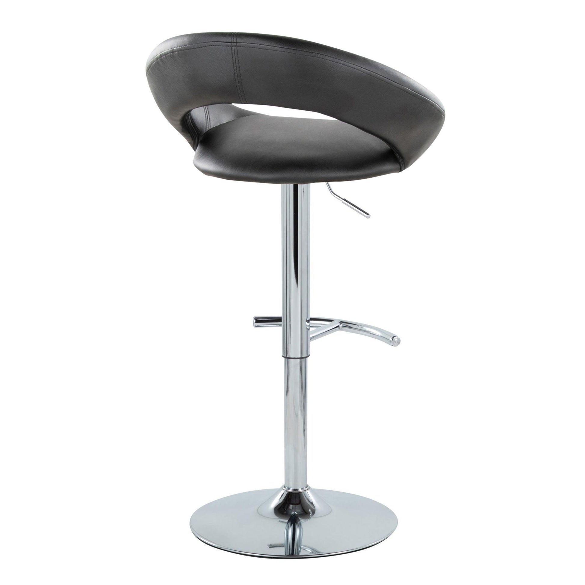 Posh - Contemporary Adjustable Barstool With Swivel With Rounded T Footrest (Set of 2) Lumi Source