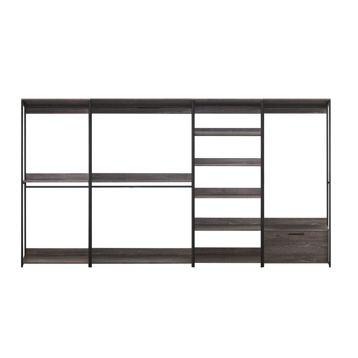 Monica - Wood Walk In Closet System Melamine 143" Modular Storage - Rustic Home Essentials