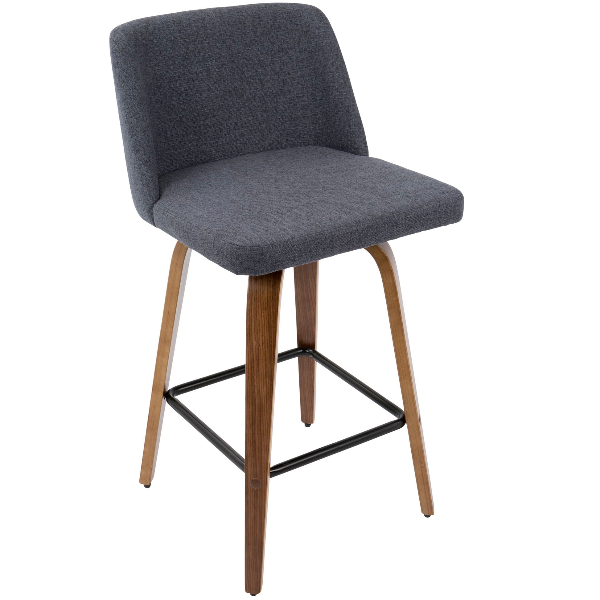 Toriano - Mid Century Modern Fixed Height Counter Stool & Square Footrest (Set of 2) Lumi Source