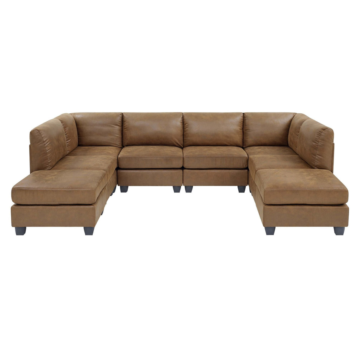 Modular Sectional, Customizable Layout, Removable Cushions - Brown Home Essentials