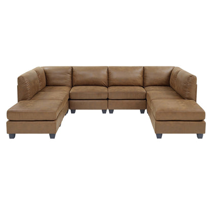 Modular Sectional, Customizable Layout, Removable Cushions - Brown Home Essentials