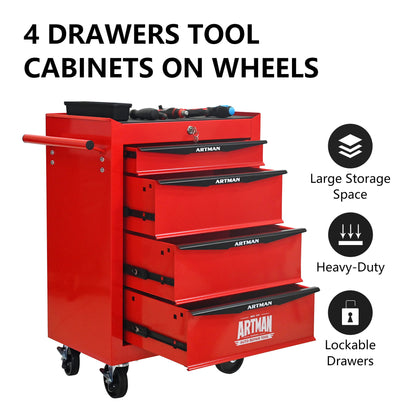 Rolling Metal Tool Chest With Drawers, Steel Storage Cabinet With Ball Bearing Slides Daily Nest