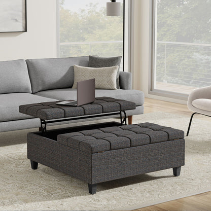 Harrison - Upholstered Coffee Table Storage Ottoman Simpli-Home