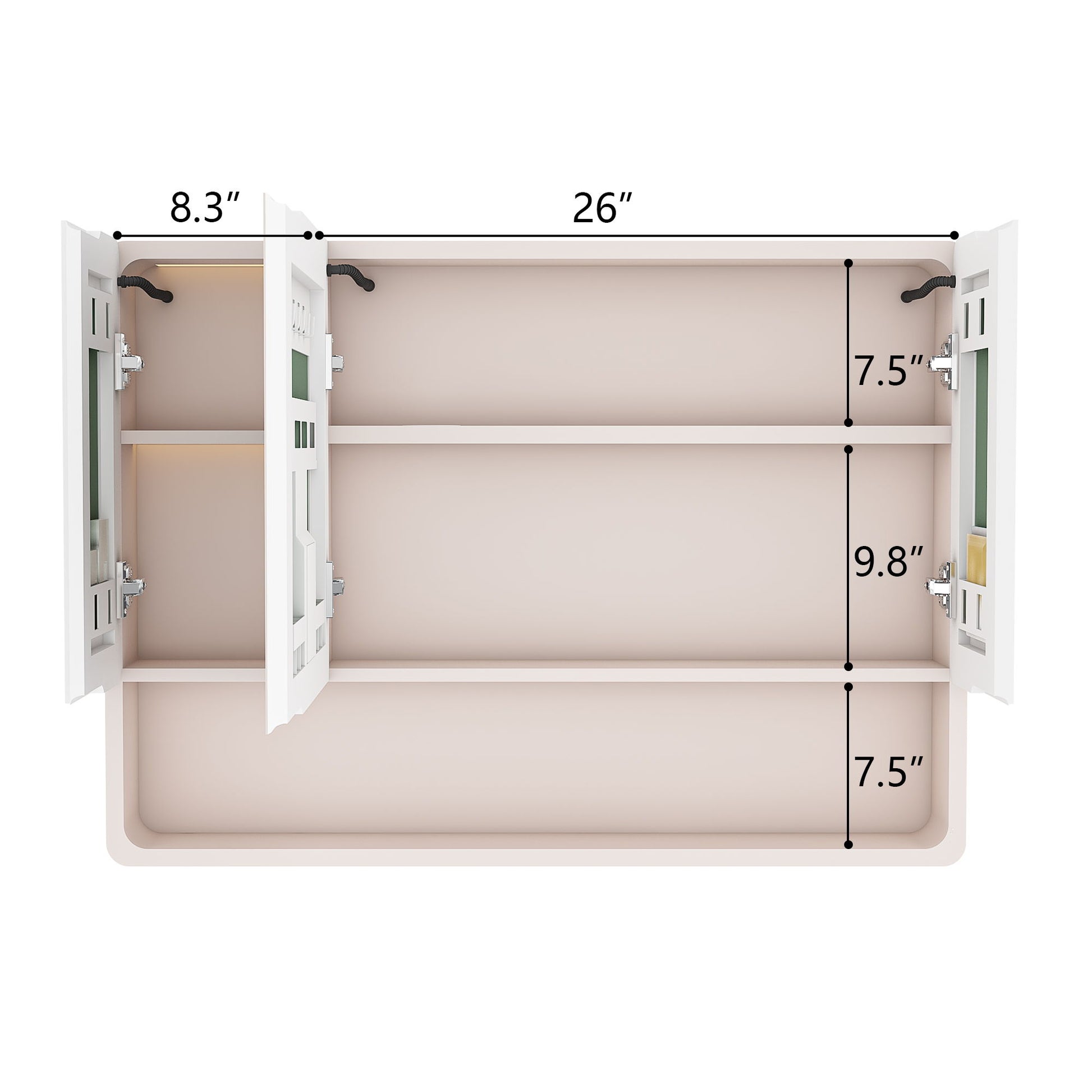 Aluminium Medicine Cabinet Mirror, With 3 Colors LED Light And Defogging Function - Khaki Home Essentials