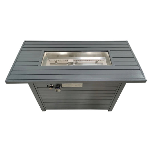 Propane Outdoor Fire Pit Table With Lid High-Quality Materials - Gray LSI Patio Furniture