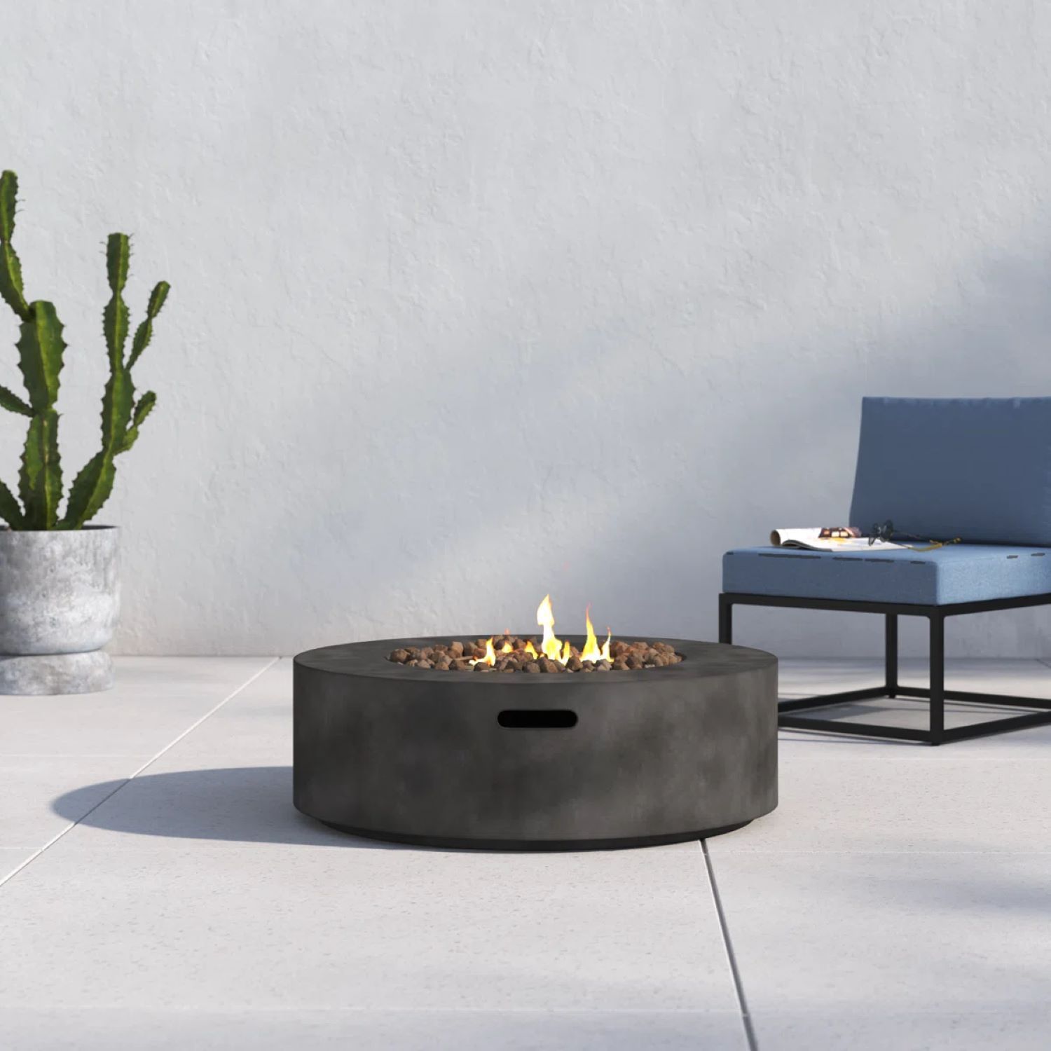 Fibre Reinforced Outdoor Fire Pit Table - Charcoal LSI Patio Furniture