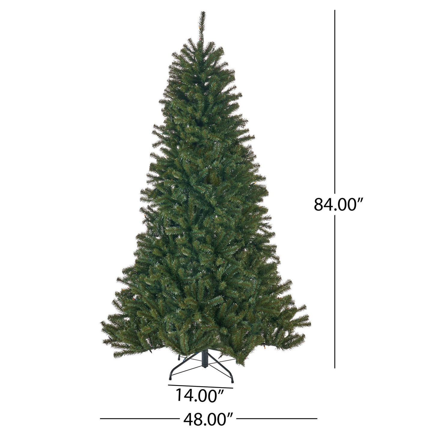 7' Noble Hinged Christmas Tree With 500 Multilights - Green Noble House