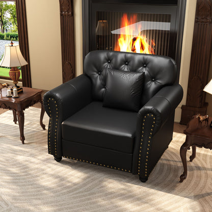 Upholstered Sofa With Nailhead Trim, Rolled Armrests With Ottoman Home Essentials