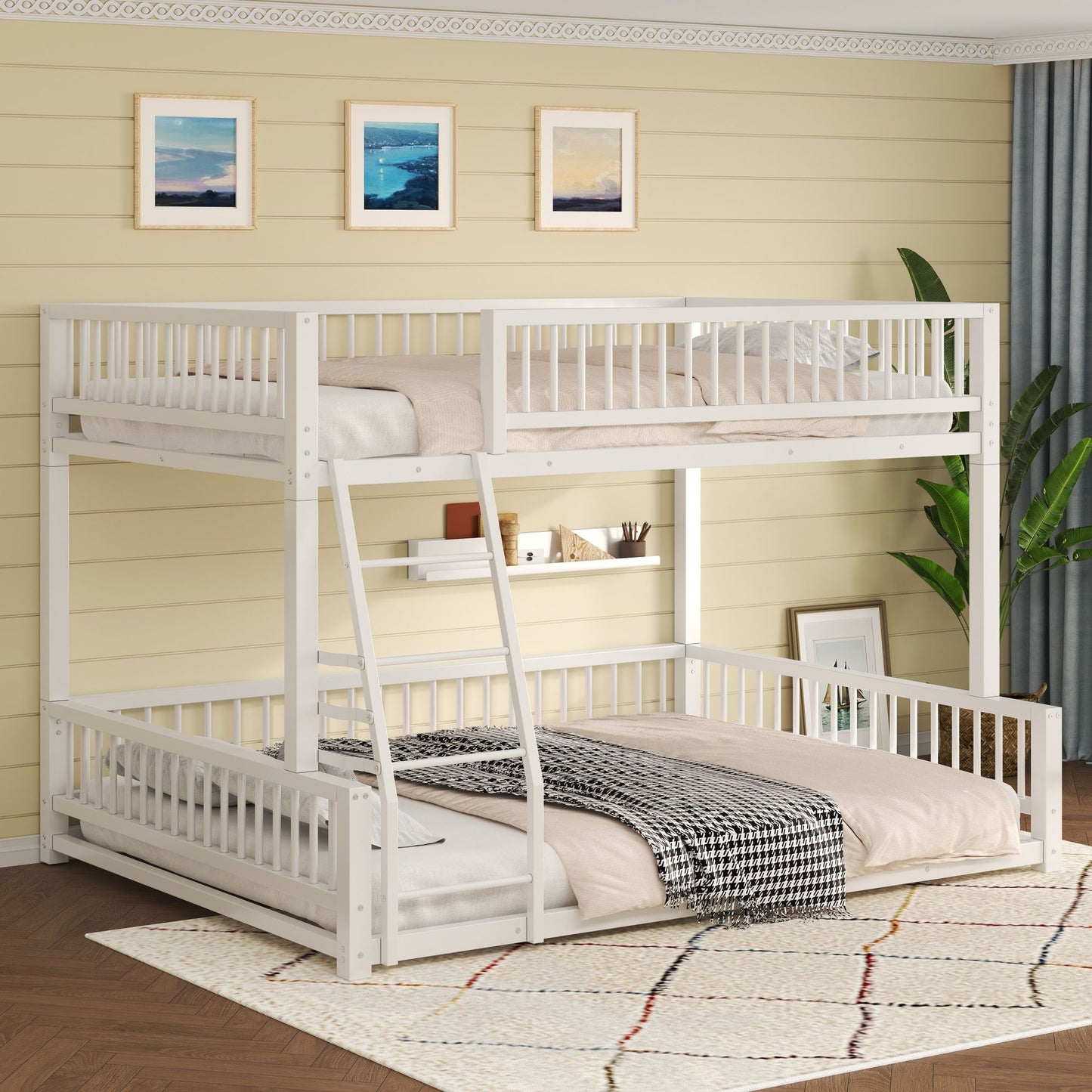 Bunk Bed Frame With Ladder And Safety Guardrails Dreamland