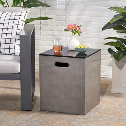 Modern Design Mgo Tank Holder Side Table With Ceramic Top - Black / Gray Noble House