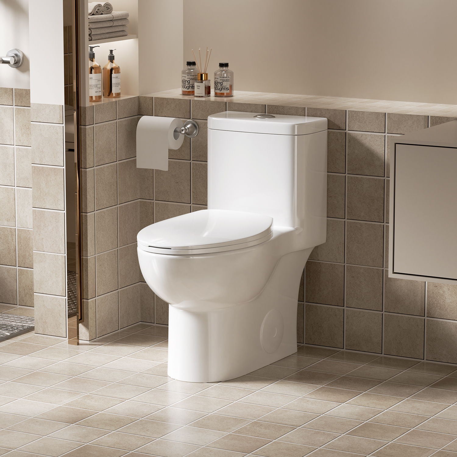 1 Piece Toilet With Tornado Flush, Soft Closing Seat Daily Nest